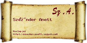 Szünder Anett névjegykártya