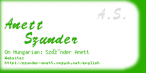 anett szunder business card